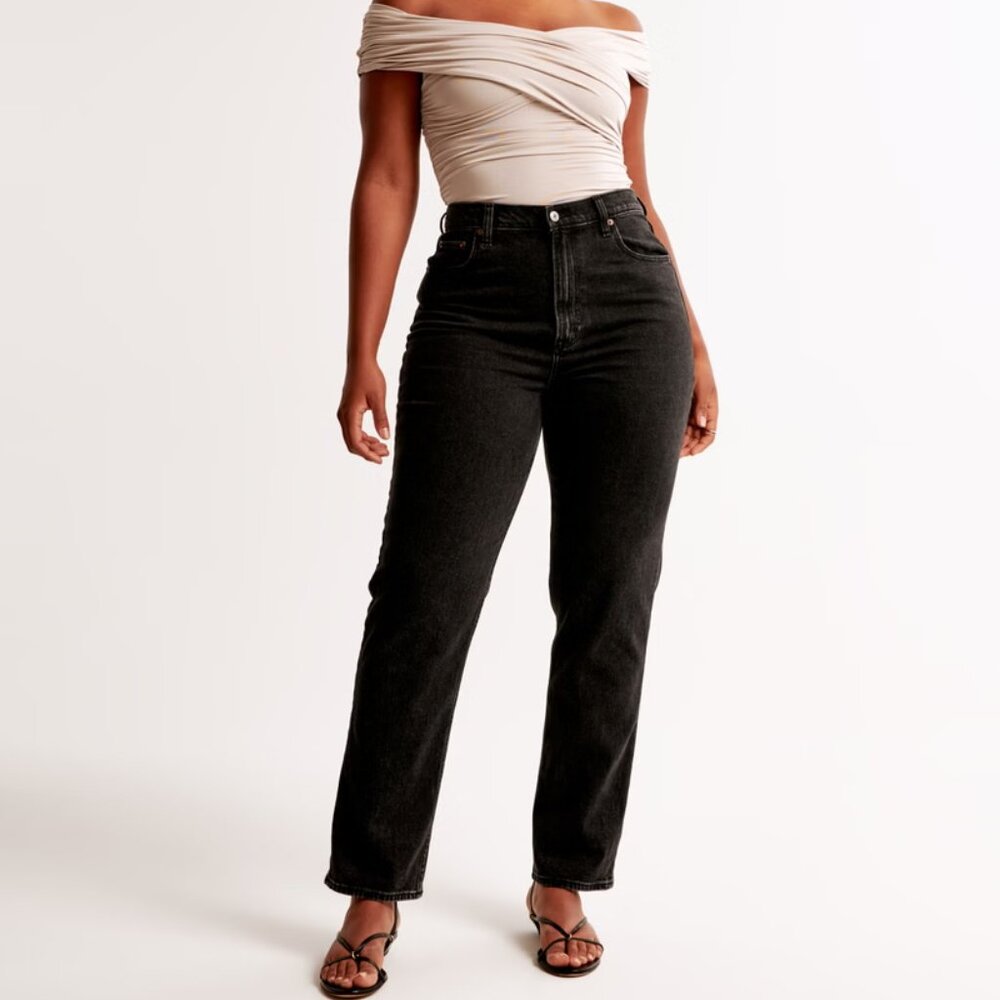 Abercrombie & Fitch Ankle Straight Ultra High Rise Curve Love Jeans - Black - 25